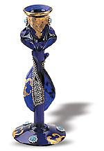 iran hand craft art work Porcelain galss Transparent Leaf-Like Gold & Silver Embossed Candle Stand