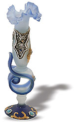 iran hand craft art work Porcelain galss Opaque Gold & Silver Embossed Toranj Vase