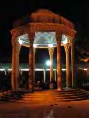 Hafiz's mausoleum at night.